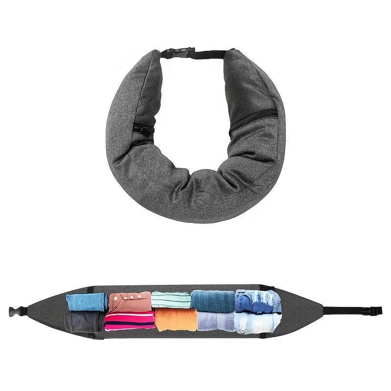 3-in-1 Travel Neck Pillow with Clothes Storage