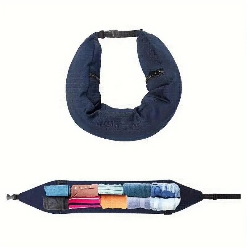 3-in-1 Travel Neck Pillow with Clothes Storage